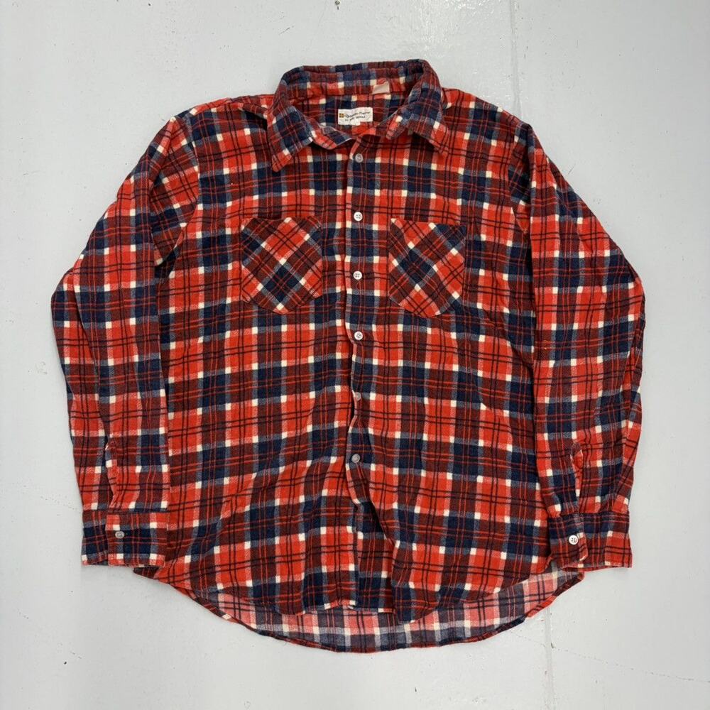 Vintage 80s Bud Berma Red/Blue Plaid Cotton Flannel